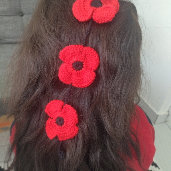 Épingles à cheveux en grappe de fleurs au crochet, Barrettes papillon, cerise, coquelicot et fleurs pour filles, accessoires et ornements pour cheveux brodés