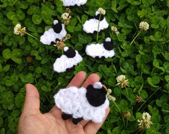 Crochet Sheep Applique: 3D Knit Lamb, Farm Decor