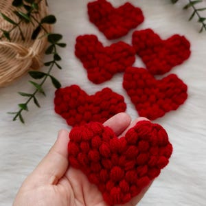 Heart Crochet, Valentines Day Crochet, Heart Applique, Heart Ornament, Red Love Embellishments, Heart Motif, Heart Patches, Crochet Project