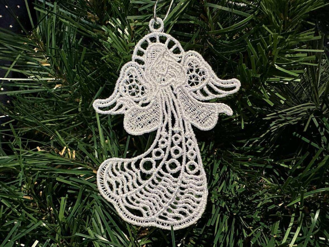 Graceful and Elegant Embroidered Lace Angel Ornament, Christmas or ...