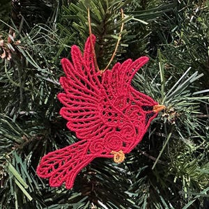 Embroidered Lace Cardinal – A Timeless Keepsake | Christmas Cardinal | Memorial Cardinal | Bird lovers