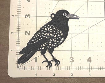 Black Raven Ornament | Battenburg Lace Style Hanging Ornament