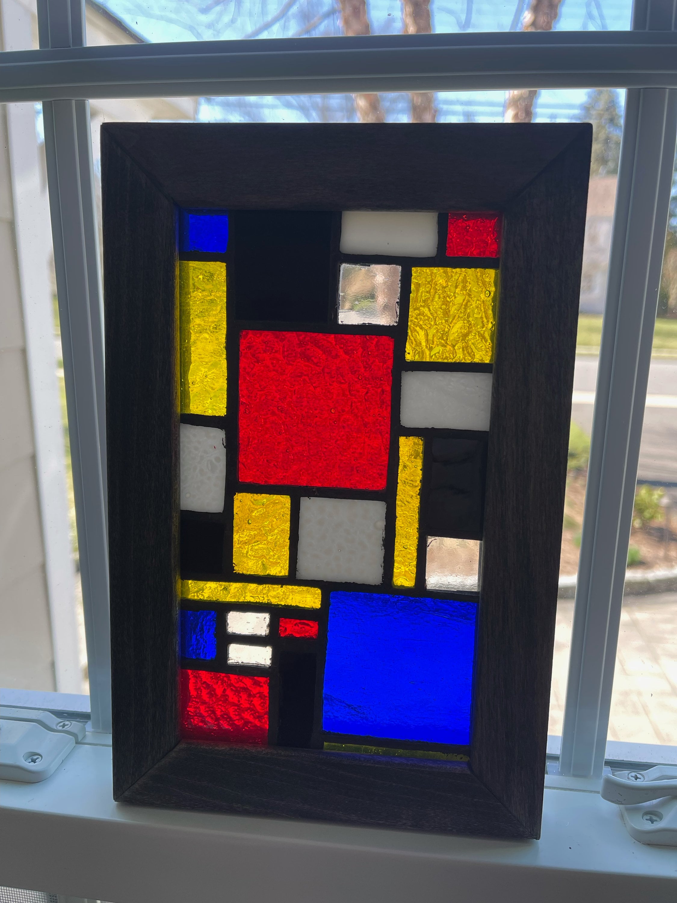 Wood Framed, Stained Glass Window Panel. - Etsy