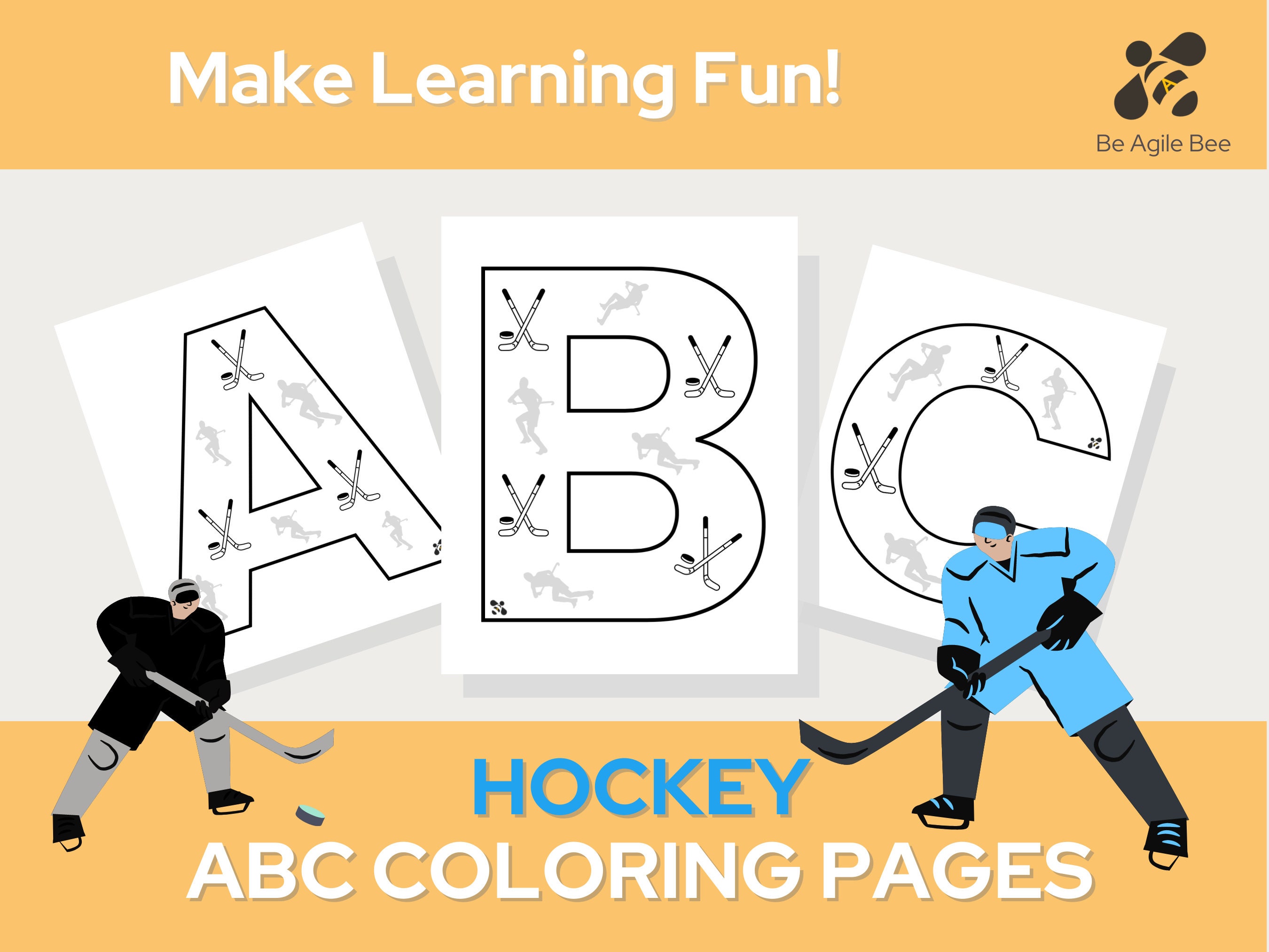 Hockey Kids Abc Printable Coloring Page Preschool Worksheets pic