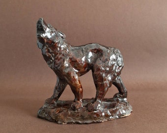 Sculpture Wolf Majolica