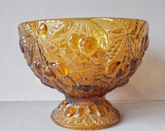 レアな1930年代製、チェリーのアンティーク花瓶フロストガラス