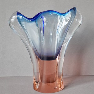 Vase ART GLASS colored glass Czech Republic 1960 author Frantisek Zemek