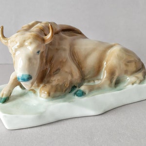 porcelain figurine Zsolnay Hungary Bull Bison