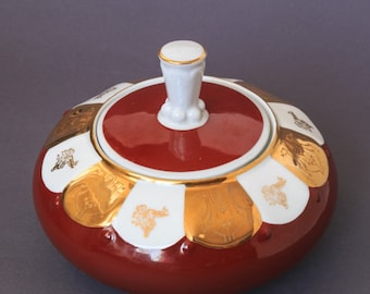 Gran caja de porcelana Bonbonniere Spechtsbrunn Alemania 1950s
