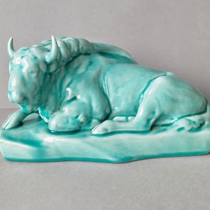 porcelain figurine Zsolnay Hungary Bull Bison