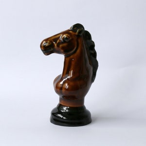 Sculpture figurine Horse Chess majolica, poured ceramics Moscow plant Insulator USSR