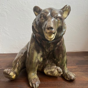 ukrainian art sculpture figure bear majolica LKSF Lviv Ceramic and Sculptural Factory of the Artistic Fund of the Ukrainian SSR