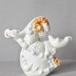 Porzellanfigur Widder Baran Kerzenständer Kyiv Experimentelle Keramik und Kunst Fabrik der UdSSR