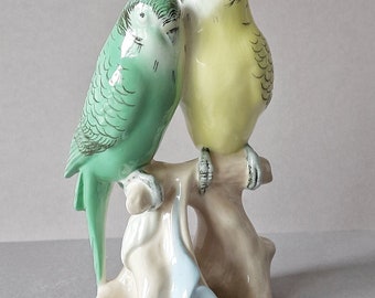 porcelain figurine parrot budgerigar Royal Dux Czech Republic