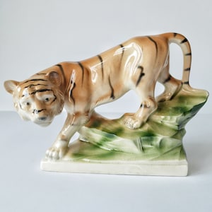 Porzellan Figur Tiger Sitzendorf Germany 1918-1920
