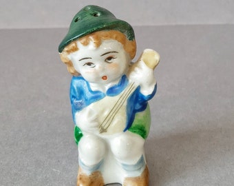 Porcelain figurine Boy Musician Japan 1930 Salt & Pepper Shaker