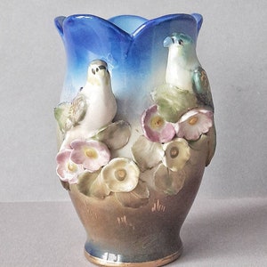Antique porcelain vase Parrots Art Nouveau style porcelain 19th century - early 20th century