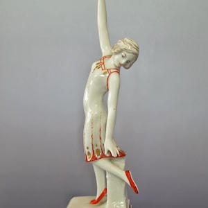 Porcelain figurine dancing lady Karl Ens Germany art deco style