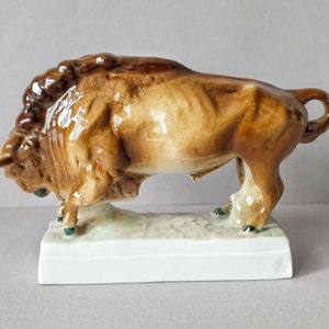 porcelain figurine Zsolnay Hungary Bull Bison