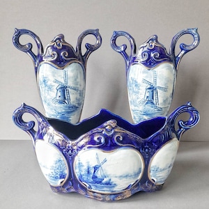 majolica vase 19th century France Faiencerie d&#39;Onnaing mark 1870-1900
