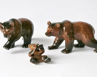 figurine Bear bear cub miniature majolica, pottery