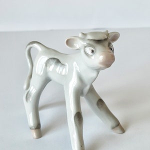 Porcelain figurine  Bull, Goby, Calf, Taurus Drasche Hungary 1920-1949
