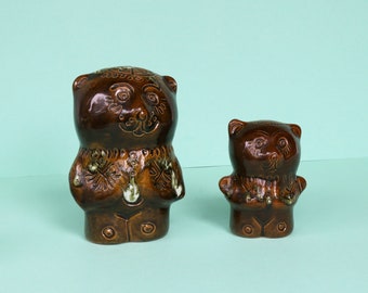 Figurine Bear Lvov USSR majolica pottery