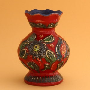 vase majolica, glazed ceramic Eduard BAY W Germany 1960s