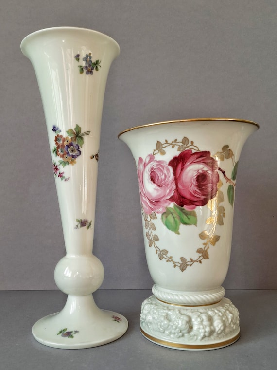 ドイツ　ローゼンタール製　薔薇の花瓶 ☆ローゼンタールクラシックローズドイツ製超高級薄造り湯飲み茶碗