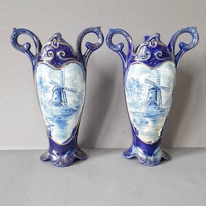 majolica vase 19th century France Faiencerie d&#39;Onnaing mark 1870-1900