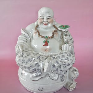 Chinese Porcelain sculpture Hotei Laughing Buddha, 1950