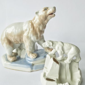 Estatueta de porcelana Gorodnitsa porta-lápis urso polar