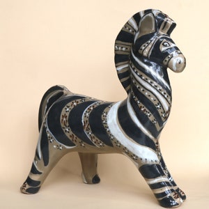 figurine zebra majolica, glazed ceramics Lviv Ceramics and Sculpture Factory USSR