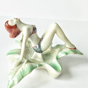 Porcelain figurine jewelry tray ashtray Lady Poland 1950
