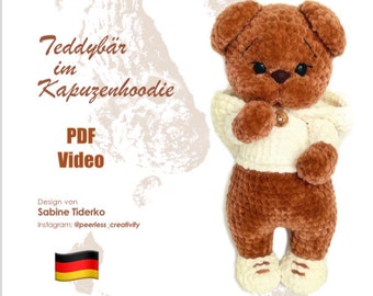 Amigurumi Teddy PDF Crochet Pattern Teddy in Hooded Hoodie Crochet Pattern