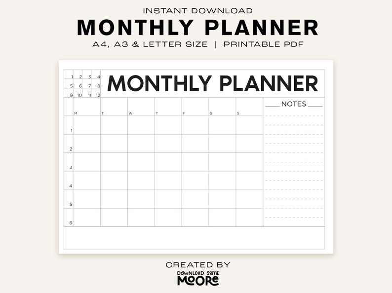 Monthly Calendar Printable Landscape Minimalist Planner To Etsy monthly-calendar-printable-landscape-minimalist-planner-to-etsy