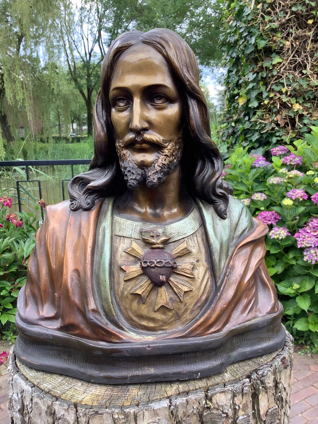 Bust Inscription Antique Bust Jesus Sacred Heart Inscription PIETRI - Etsy