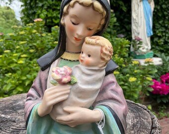 ヴィンテージ ゲーベル磁器製聖母子像 - 西ドイツ - Etsy 日本