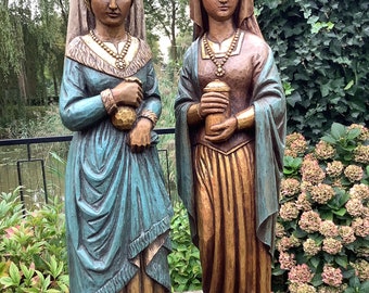 Beautiful set of saint statues of Mary Magdalene and Mathilde
