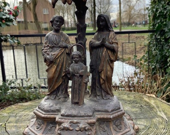 Belle statue française en bronze de la Sainte Famille