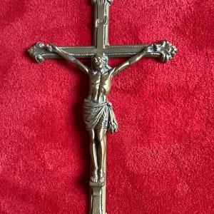 Religion antique large copper cross corpus crucifix