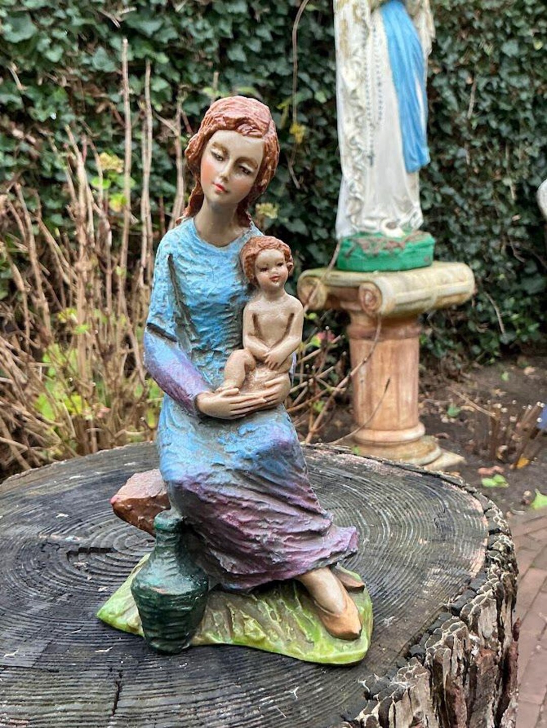 Stone Statue of Mary With Baby Jesus – Pristine – Indoor & Outdoor ...