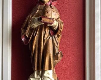 Wunderschöne, seltene Statue des Heiligen Ambrosius