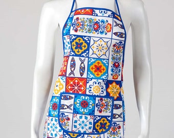 Portuguese tiles apron, Tipical portuguese apron, Portuguese apron, Apron with pocket, Women-Men Apron Funny