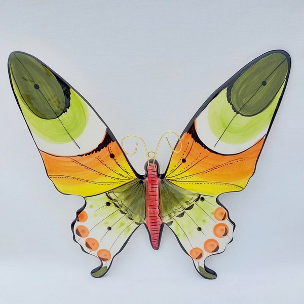 XL keramische vlinder / decoratieve vlinder / handgeschilderde keramische vlinder / vlinder wanddecoratie