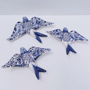 3 Set Portuguese Ceramic swallow, Christmas Gift, Ceramic birds, Portuguese ceramic swallow, Hand painted ceramic swallows, Lovely Gifts