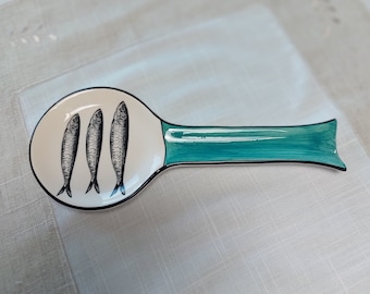 Handmade Portuguese Sardine Ceramic Spoon Rest