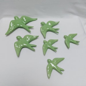 Set hirondelle en céramique x6, oiseaux en céramique pour mur, hirondelle portugaise en céramique, décoration murale oiseaux en céramique, hirondelles en céramique peintes à la main,