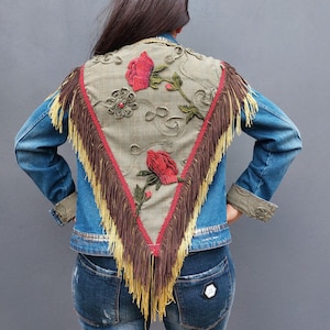 Customised denim jacket / Hand made Customized Denim Jacket/Limited edition custom jacket / Custom jacket for her / Christmas gift