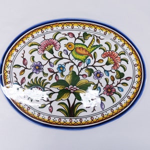 Hand painted oval tile, Portuguese decorative tile, Ceramic decorative trivet, Ceramica de Coimbra, Birthday gift, Christmas gift